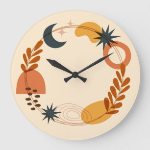 10.75" Boho Illustratie Acryl Grote Klok