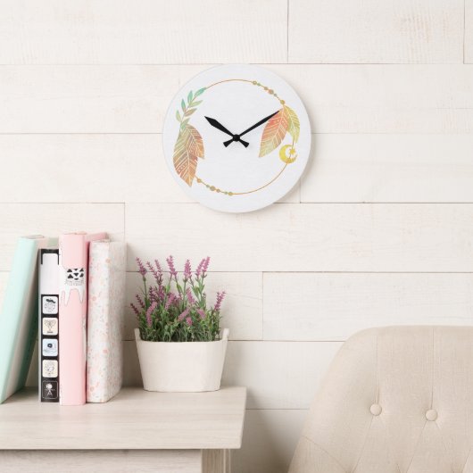10.75" Boho Patterned Round Acrylic Wall Clock Grote Klok (Leeskamer)