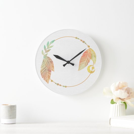 10.75" Boho Patterned Round Acrylic Wall Clock Grote Klok (Huis)