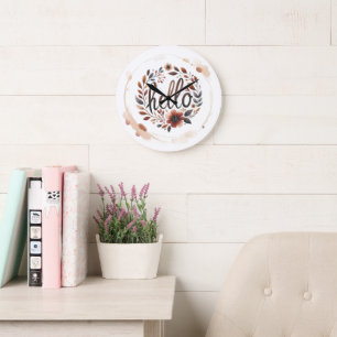 10,75" 'Hallo' Boho Ronde Acryl Wandklok