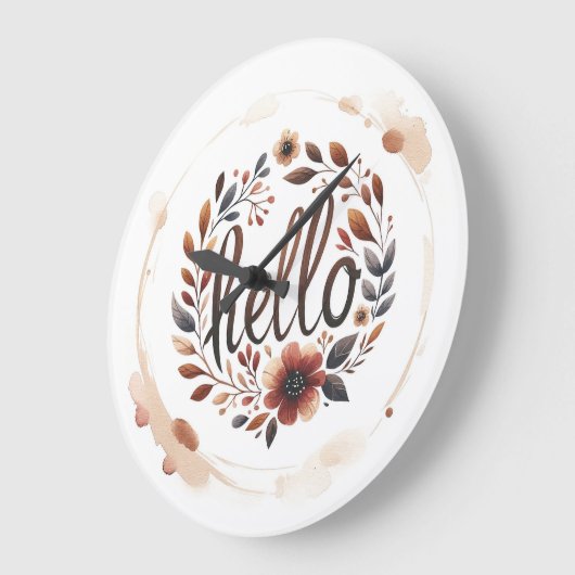 10.75" 'Hello' Boho Round Acrylic Wall Clock Grote Klok (Hoek)