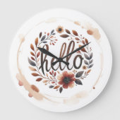 10.75" 'Hello' Boho Round Acrylic Wall Clock  Grote Klok (Voorkant)
