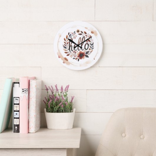 10.75" 'Hello' Boho Round Acrylic Wall Clock  Grote Klok (Leeskamer)