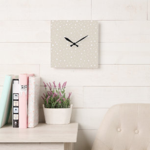 10,75" Ivoor Polka Square Acryl wandklok