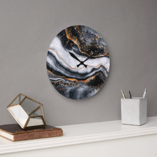 10.75" Marmeren Patroon Ronde Acryl Wandklok