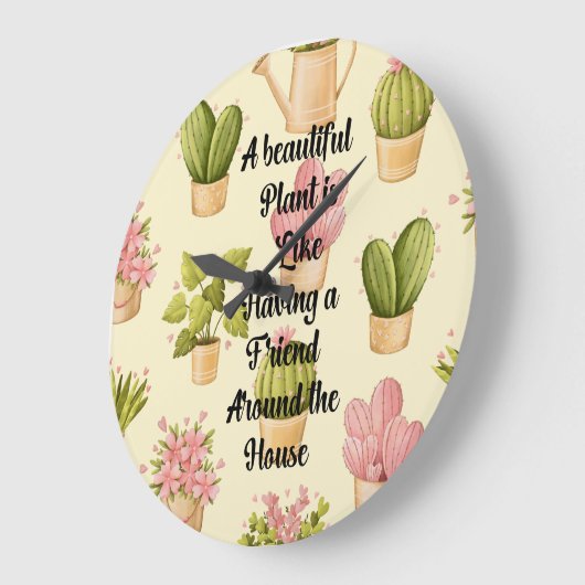 10.75" Ronde Acryl Muurklok met Plant Quote Grote Klok (Hoek)