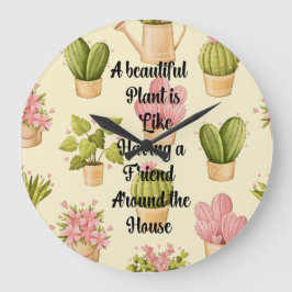 10.75" Ronde Acryl Muurklok met Plant Quote Grote Klok