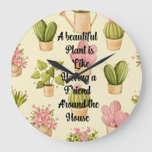 10.75" Ronde Acryl Muurklok met Plant Quote Grote Klok
