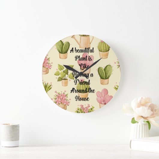 10.75" Ronde Acryl Muurklok met Plant Quote Grote Klok (Huis)