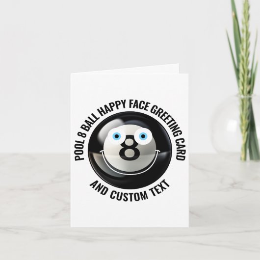 10 Aangepaste Poolball BLAUWE OGEN Happy Face Groe Kaart (Voorkant)