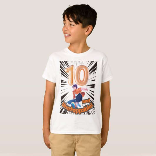 10 and Unstoppable Boys’ Birthday T-shirt (Voorkant volledig)