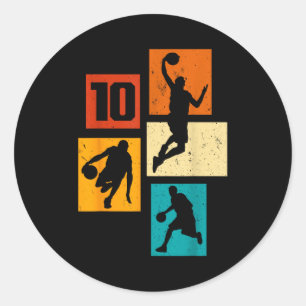 10 Basketbal 10e Basketbal Jaar Oude Speler Lau Ronde Sticker