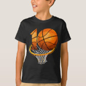 10 Basketball Theme Birthday Party Celebration T-shirt (Voorkant)