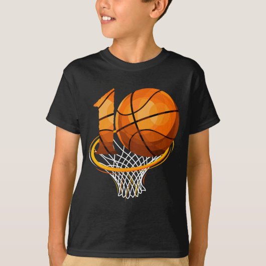 10 Basketball Theme Birthday Party Celebration T-shirt (Voorkant)