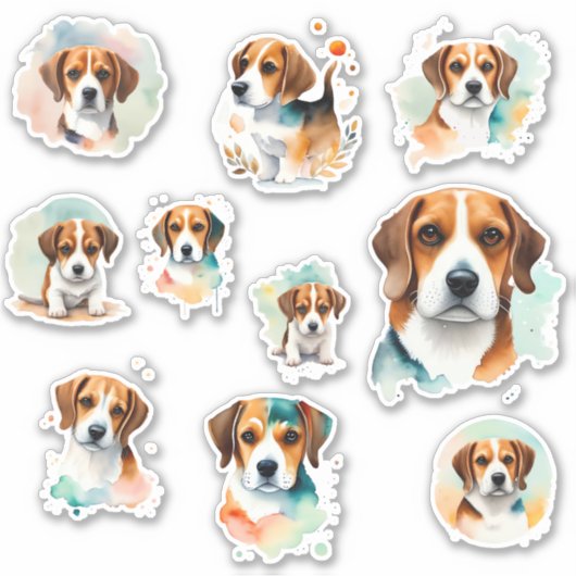 10 Beagles Scrapbook en Journaling Sticker (Voorkant)