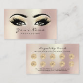 10 Beauty Salon Loyalty Kaart Makeup Roos Lashes (Voorkant / Achterkant)