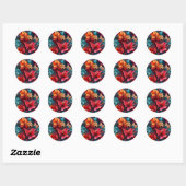 #10 Bloemen patroon Ronde Sticker (Vel)