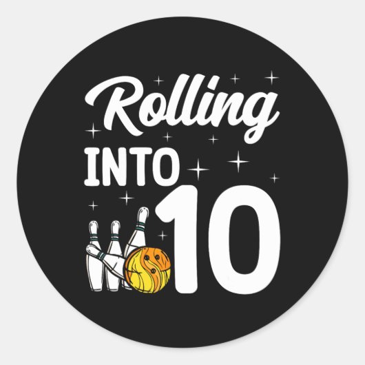10 Bowling 10e verjaardag Ronde Sticker (Voorkant)