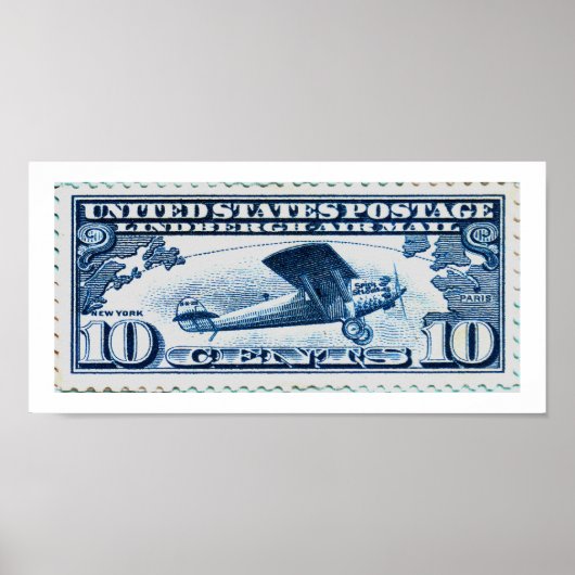 10 Cent Lindberg Air Mail Stamp Poster (Voorkant)