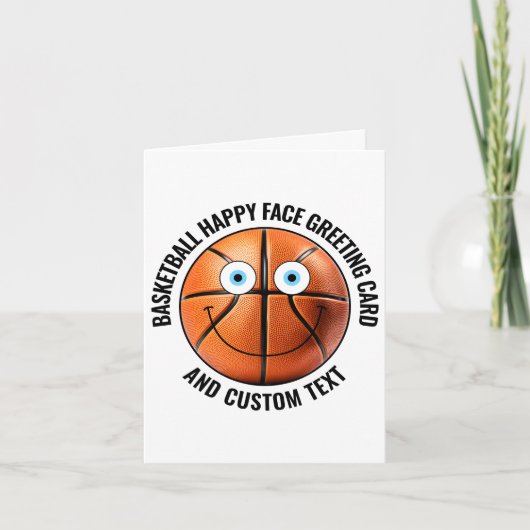 10 Custom Basketbal BLAUWE OGEN Happy Face Greetin Kaart (Voorkant)