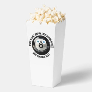 10 Custom Pool 8 Ball BLUE EYES Happy Face Popcorn Bedankdoosjes
