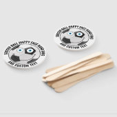 10 Custom Voetbal Thema Party BLUE EYES Happy Face Handwaaier (Niet-gemonteerd)