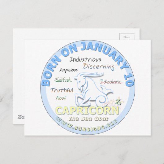 10 de Verjaardag van januari - Steenbok Briefkaart (Voorkant / Achterkant)