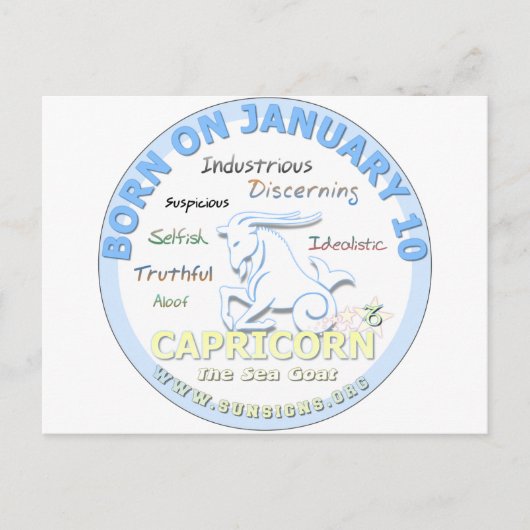 10 de Verjaardag van januari - Steenbok Briefkaart (Voorkant)