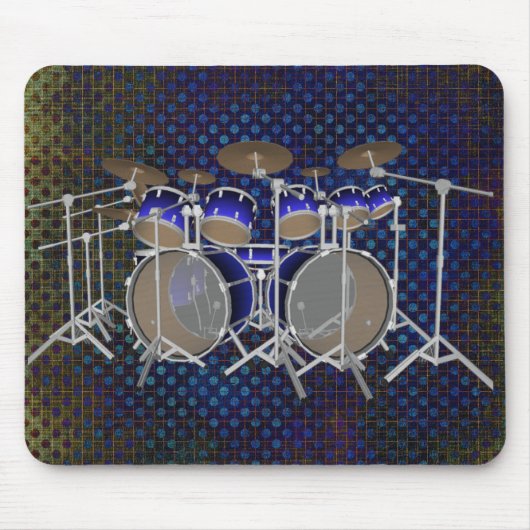 10-delig drumstel: Blauwe gradiënt: Drums muismat (Voorkant)
