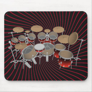 10-delige drumkit: rode spiraalvormige graphics: M Muismat