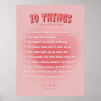 10 dingen die ik leuk vind aan jou - persoonlijk poster