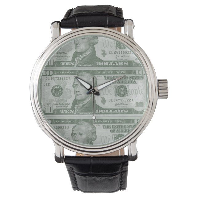 10 Dollar Bill Watch Horloge (Voorkant)