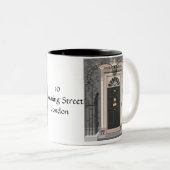 10 Downing Street, Londen (tekening) Tweekleurige Koffiemok (Voorkant rechts)