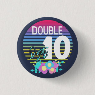 10 dubbelcijferige geboorte-meisje ronde button 3,2 cm