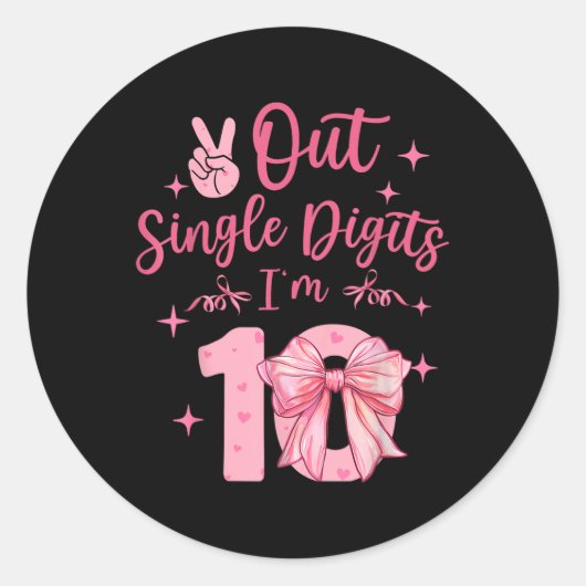 10 dubbele cijfers 10e verjaardag Coquette 10 jaar Ronde Sticker (Voorkant)