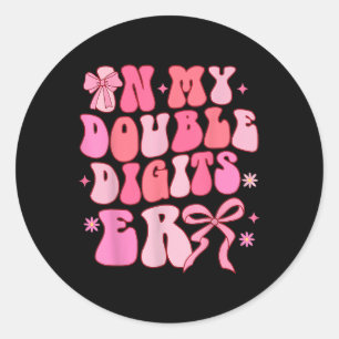 10 dubbele cijfers 10e verjaardag meisje Coquette  Ronde Sticker