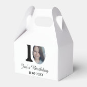 10 e verjaardag foto vetgedrukte brief kinder naam bedankdoosjes (Achterkant)