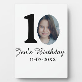 10 e verjaardag foto vetgedrukte brief kinder naam fotoplaat