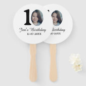 10 e verjaardag foto vetgedrukte brief kinder naam handwaaier (Voorkant en achterkant)