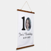 10 e verjaardag foto vetgedrukte brief kinder naam hangend wandkleed (Gebogen)