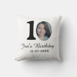 10 e verjaardag foto vetgedrukte brief kinder naam kussen