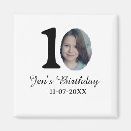 10 e verjaardag foto vetgedrukte brief kinder naam magneet