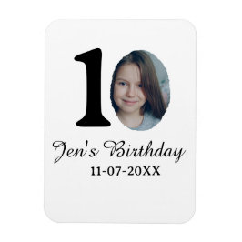 10 e verjaardag foto vetgedrukte brief kinder naam magneet