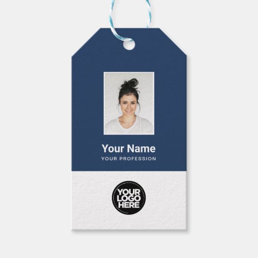 10 Eco werknemer foto, barcode, Logo, naamtags Cadeaulabel (Voorkant)