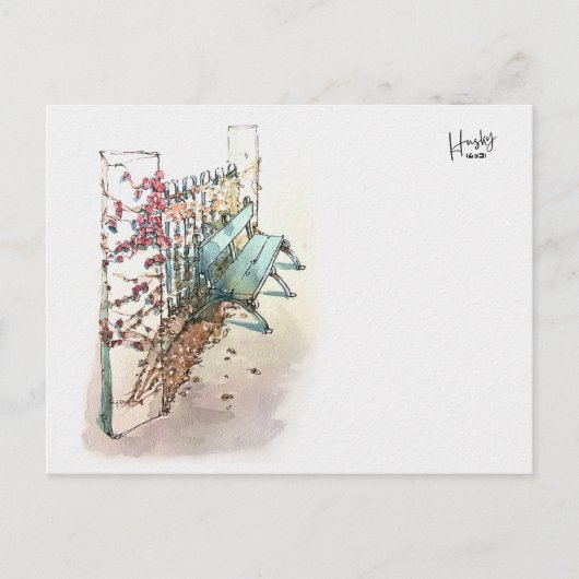 10 : Een bank met klimop Briefkaart (Voorkant)