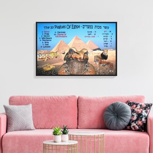 10 Egyptische vlaggen - Engels en Hebreeuws Canvas Afdruk (Insitu (Woonkamer))