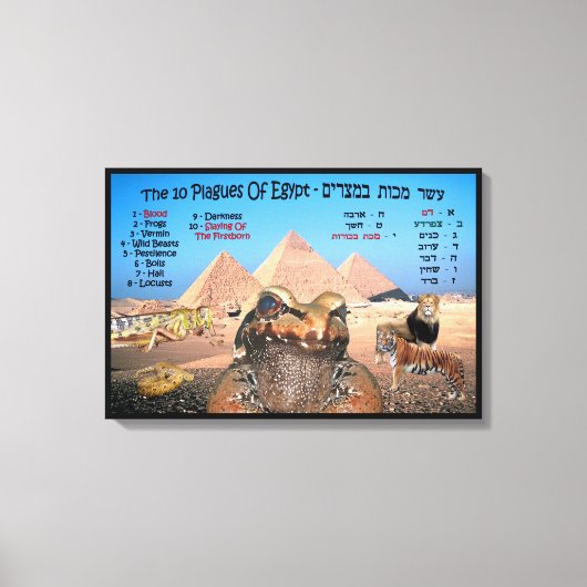 10 Egyptische vlaggen - Engels en Hebreeuws Canvas Afdruk (Voorkant)