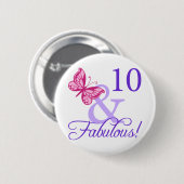10 en feestdag ronde button 5,7 cm (Voorkant /achterkant)