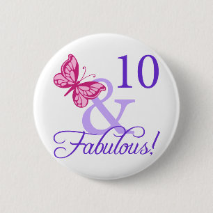 10 en feestdag ronde button 5,7 cm