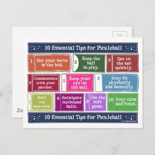 10 Essential Tips for Pickleball Briefkaart (Voorkant / Achterkant)